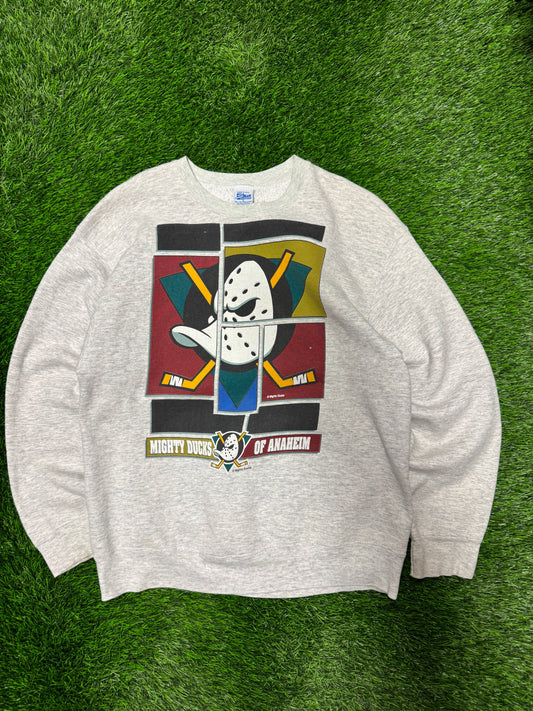 90s Mighty Ducks Vintage Salem Hockey Stained Crewneck (L)