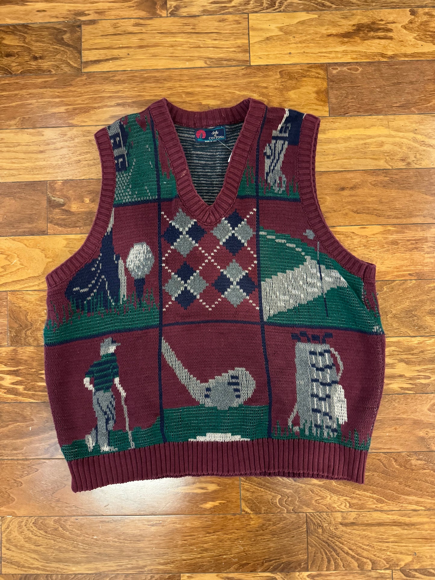 90s Isle of Cotton Golf Designed Vintage Sweater Vest (L)