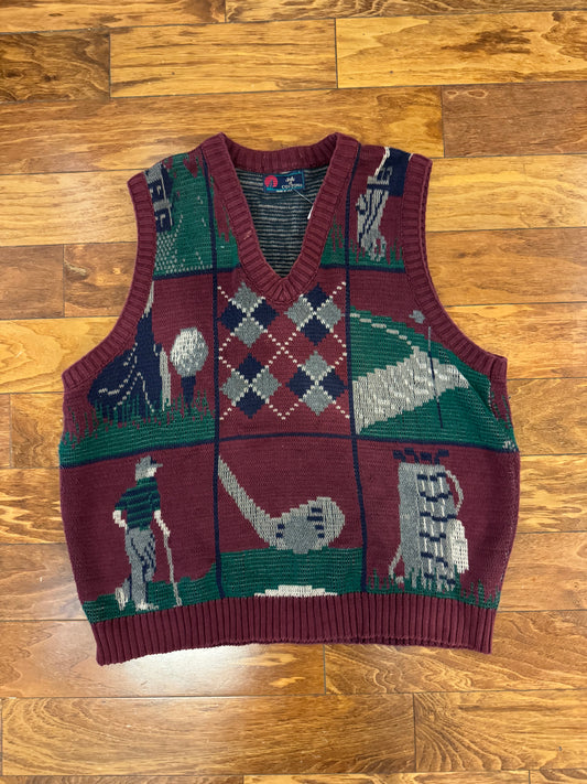 90s Isle of Cotton Golf Designed Vintage Sweater Vest (L)