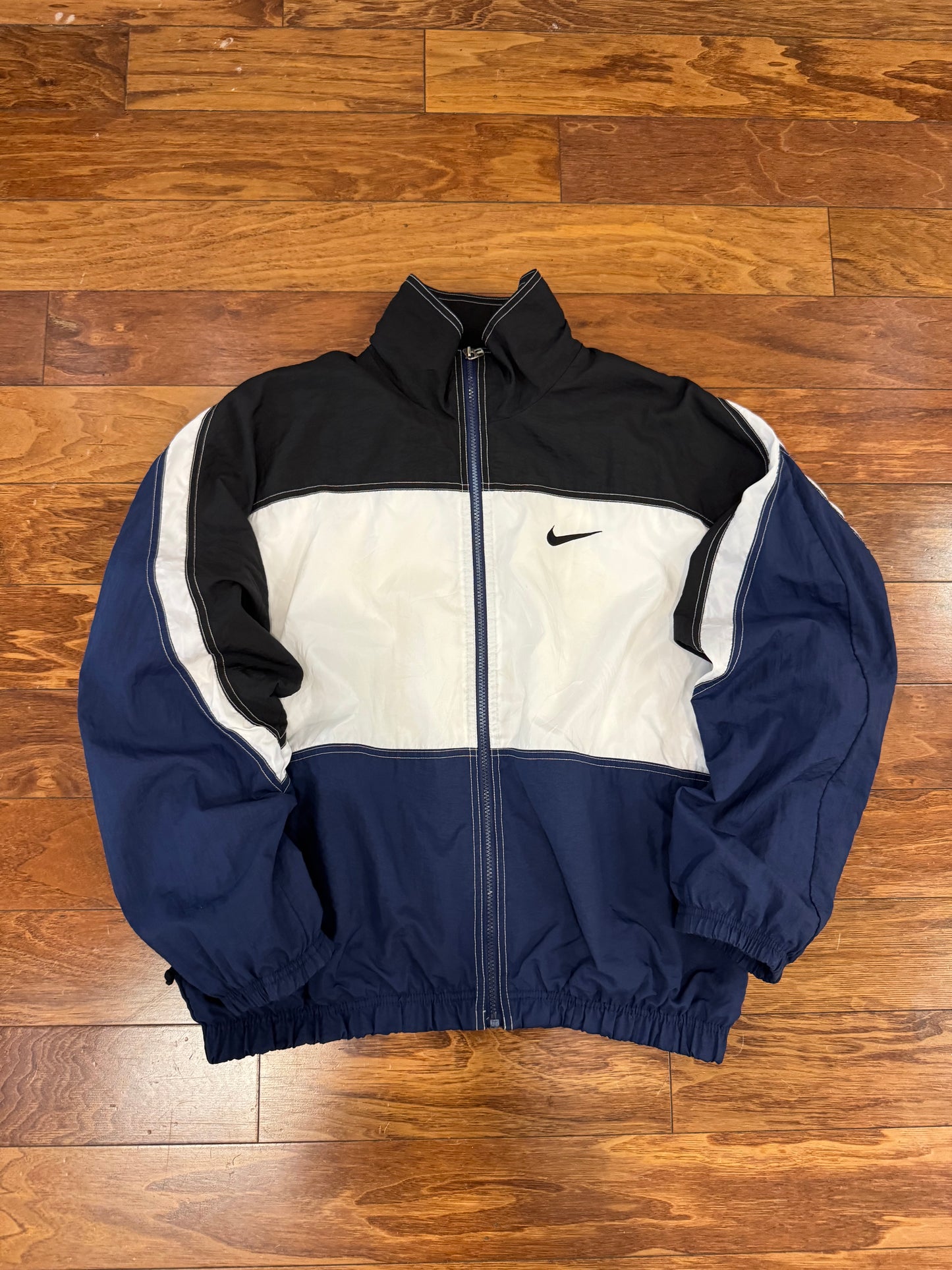 90s Nike Black & Blue Color Block Windbreaker (M)