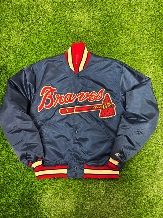 90s Atlanta Braves Vintage MLB Starter Satin Jacket (XL)