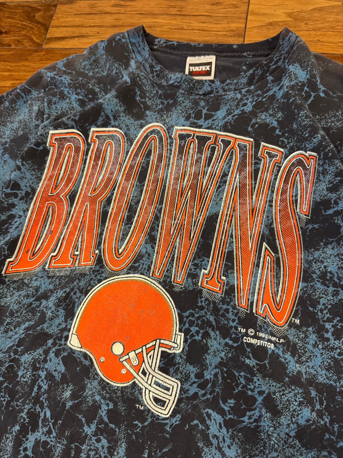 1992 Cleveland Browns Blue Acid Wash Tee (L)
