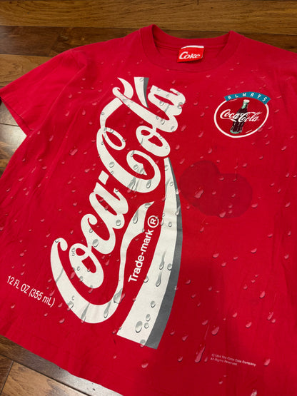 90s Coca Cola Spell Out Graphic Tee (L))
