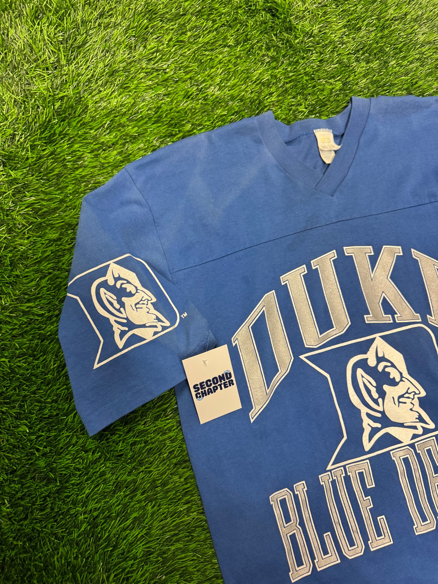 90s Duke University Faded V Neck Tee (L)