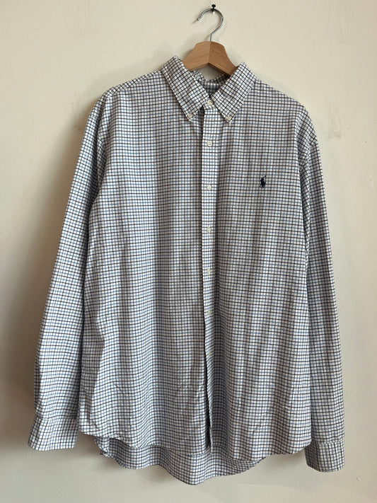 00s Polo Ralph Lauren Blue Button Down Polo Shirt (XL)