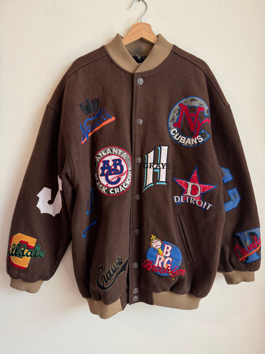 00s Negro League Baseball Mocha Patchwork Jacket (XL)