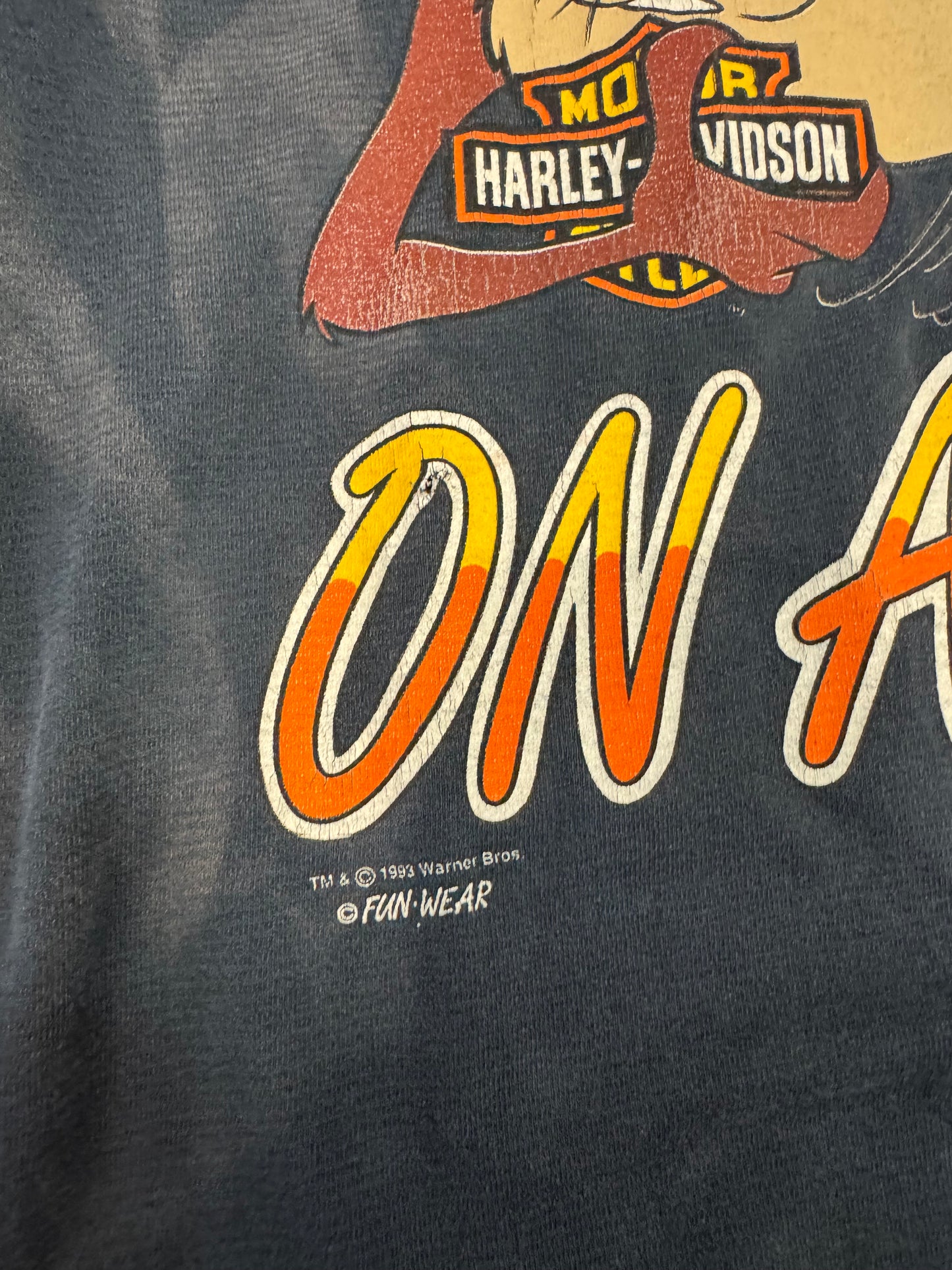 1993 Harley Davidson Taz "On A Roll" Faded Long Sleeve Tee (XL)