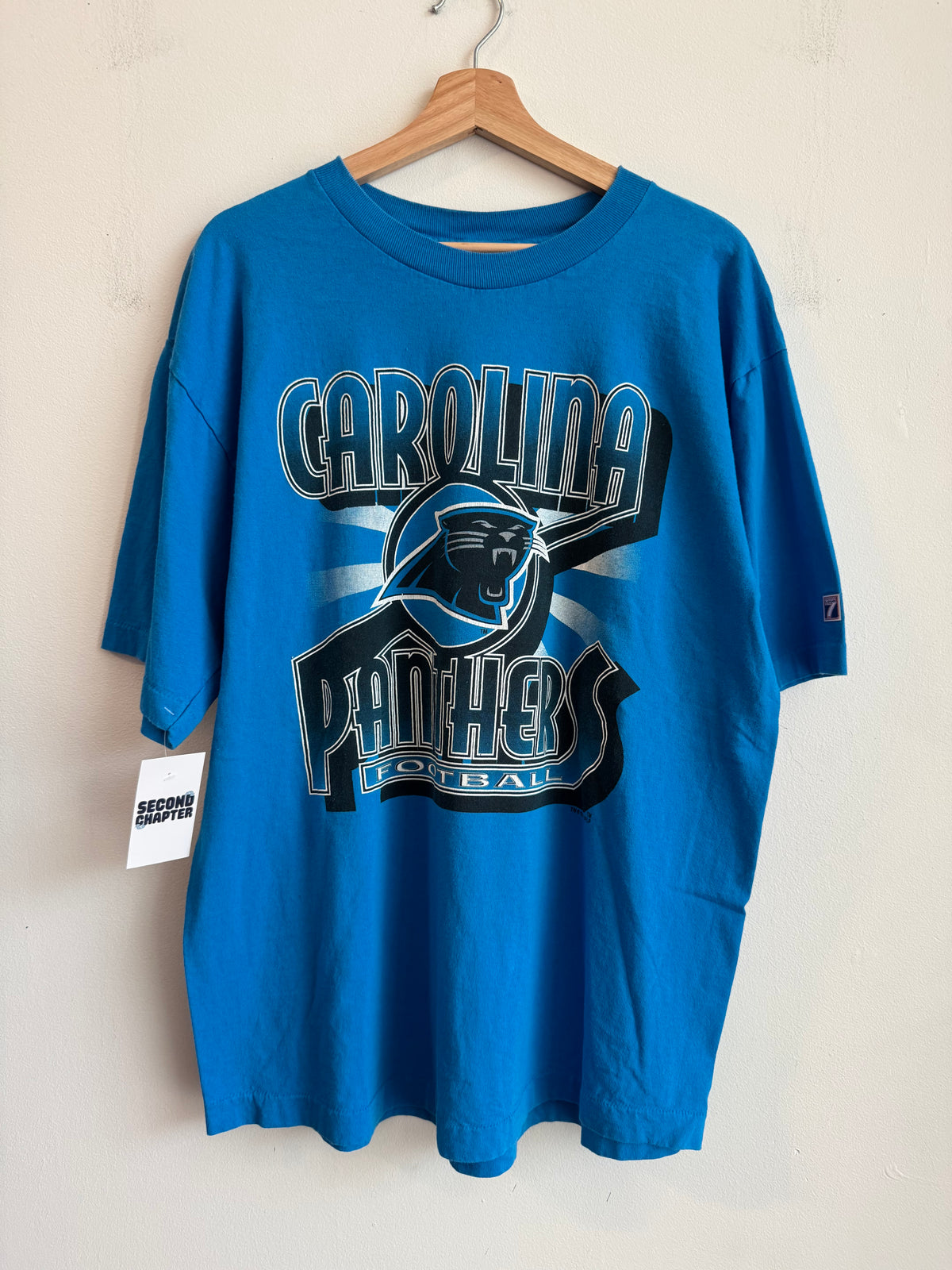 1995 Carolina Panthers Electric Blue Logo 7 Tee (XL)