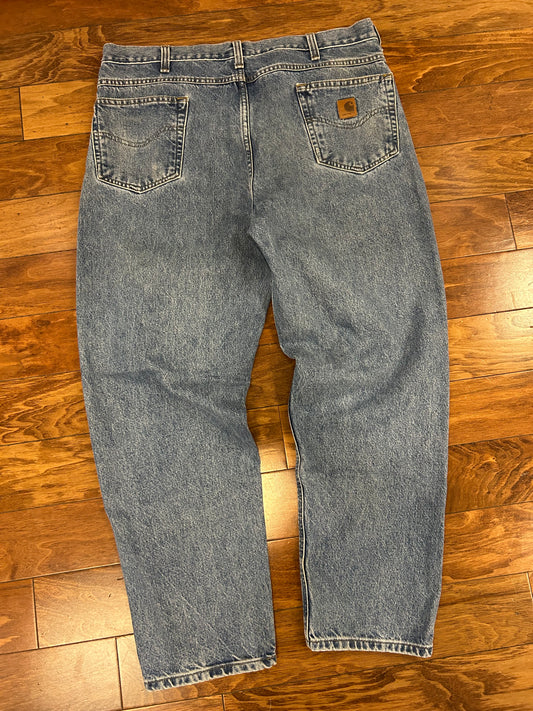2009 Carhartt Relaxed Fit Faded Blue Jeans (40 x 30)