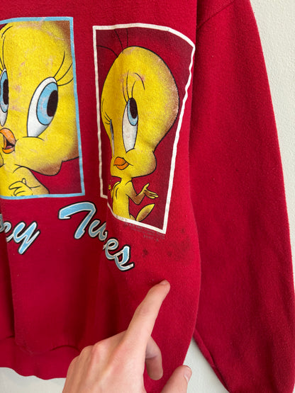 1997 Looney Tunes Tweety Bird Vintage Red Crewneck (M)