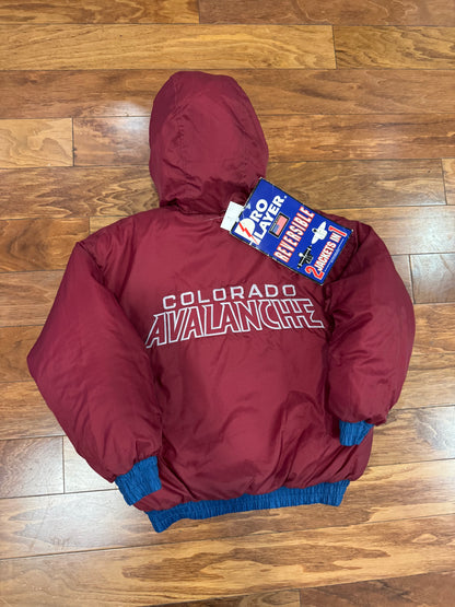 90s Colorado Avalanche Reversible Pro Player Puffer Jacket (Youth M)