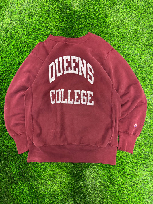 90s Queens College University Vintage Champion Reverse Weave Crewneck (XL)