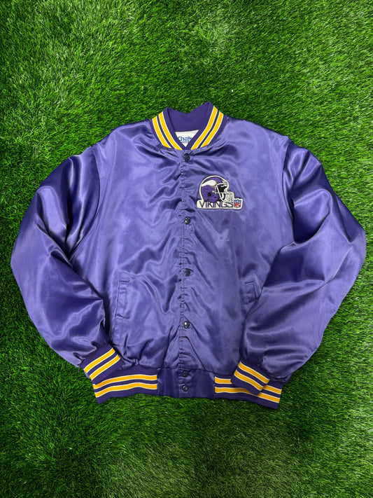 80s Minnesota Vikings Chalk Line Vintage Satin Jacket (L)