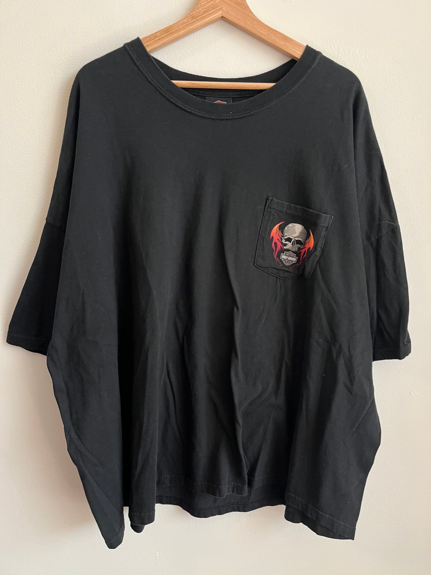 2002 Harley Davidson Motorcycle Skull Minnesota Pocket Tee (XXL)