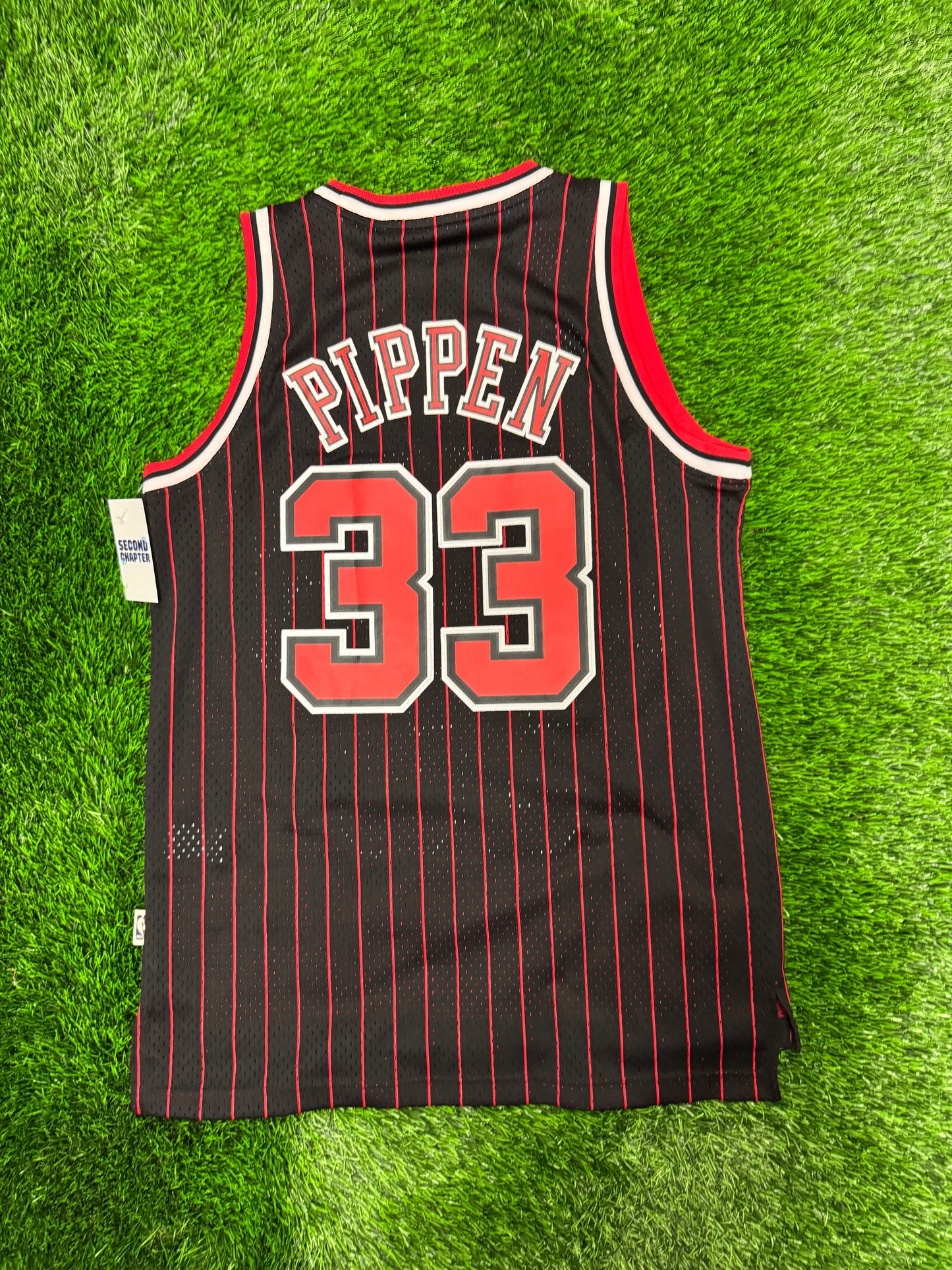 Chicago Bulls Hardwood Classics Adidas Scottie Pippen #33 Black Pinstripe Throwback NBA Jersey (M)