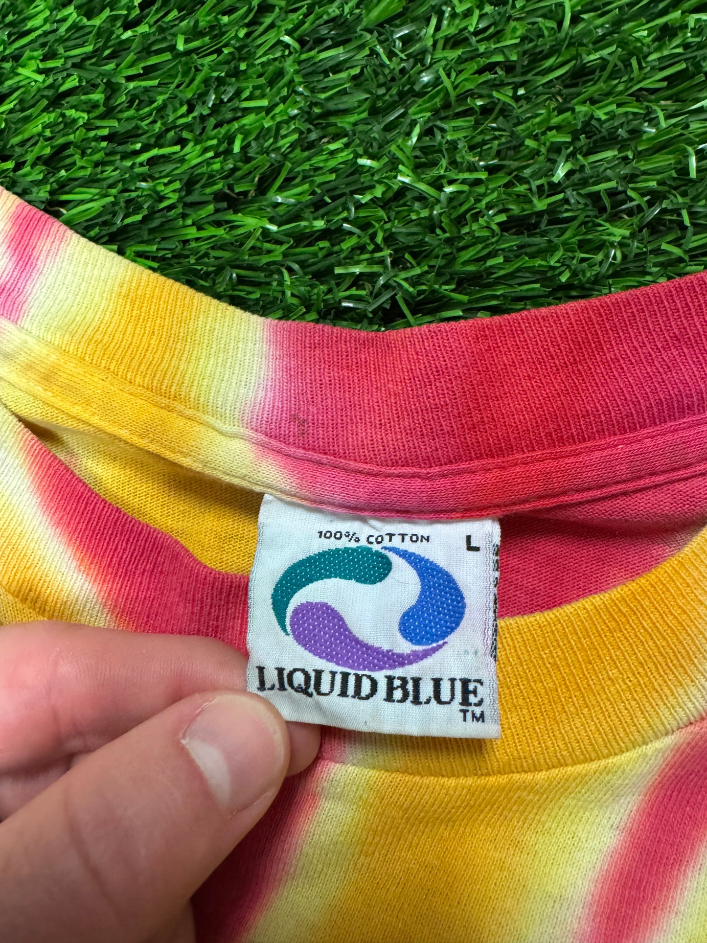 1992 Lithuania Grateful Dead Tie Dye Vintage Liquid Blue Band Tee (L)