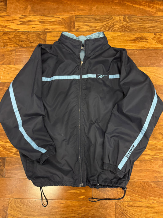 00s Reebok Blue Striped Windbreaker (XL)