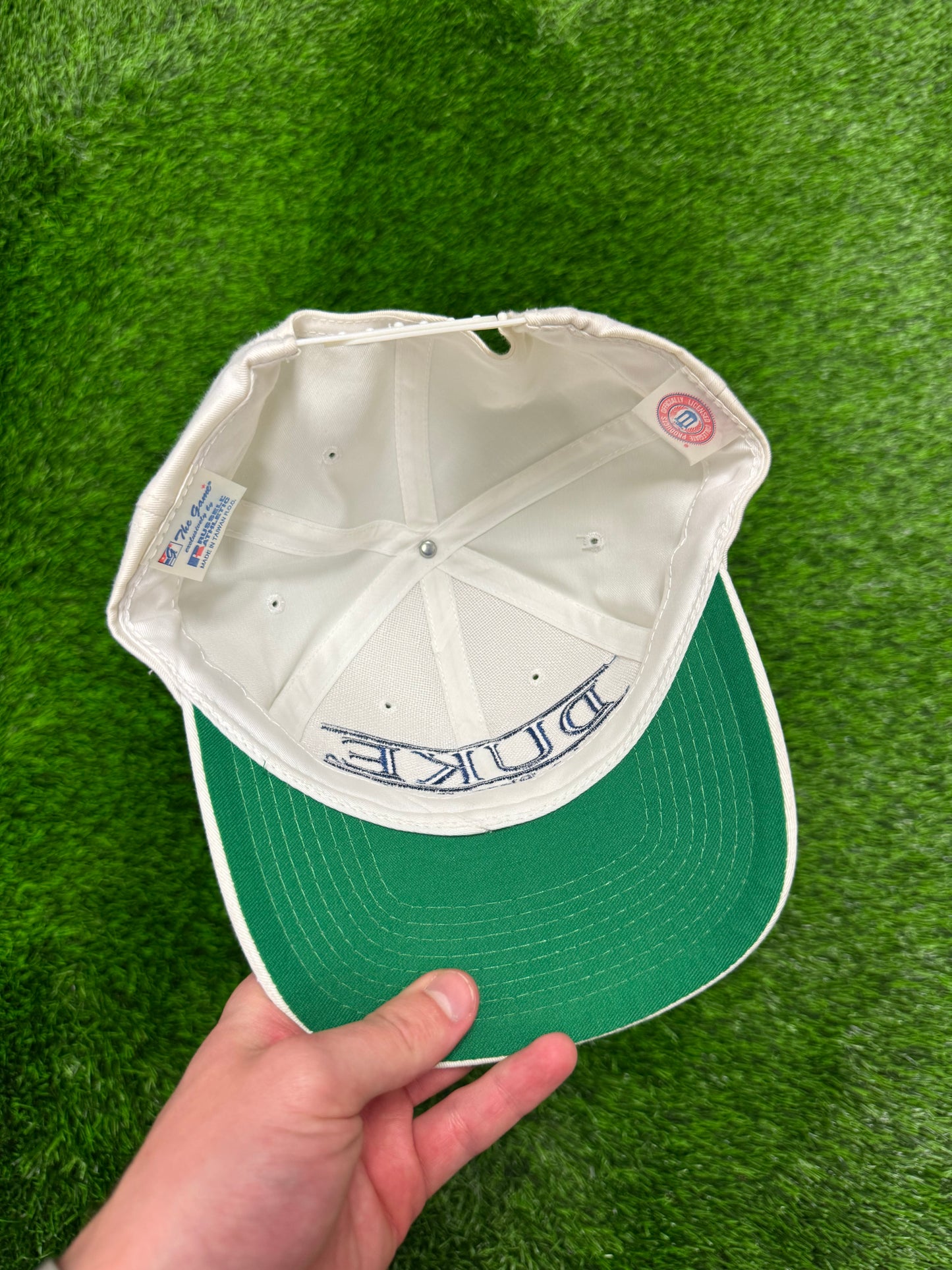 90s Duke University Blue Devils The Game White Vintage Snapback Hat (OS)