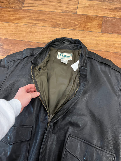 90s LL Bean A2 Aviator Bomber Leather Jacket (M)