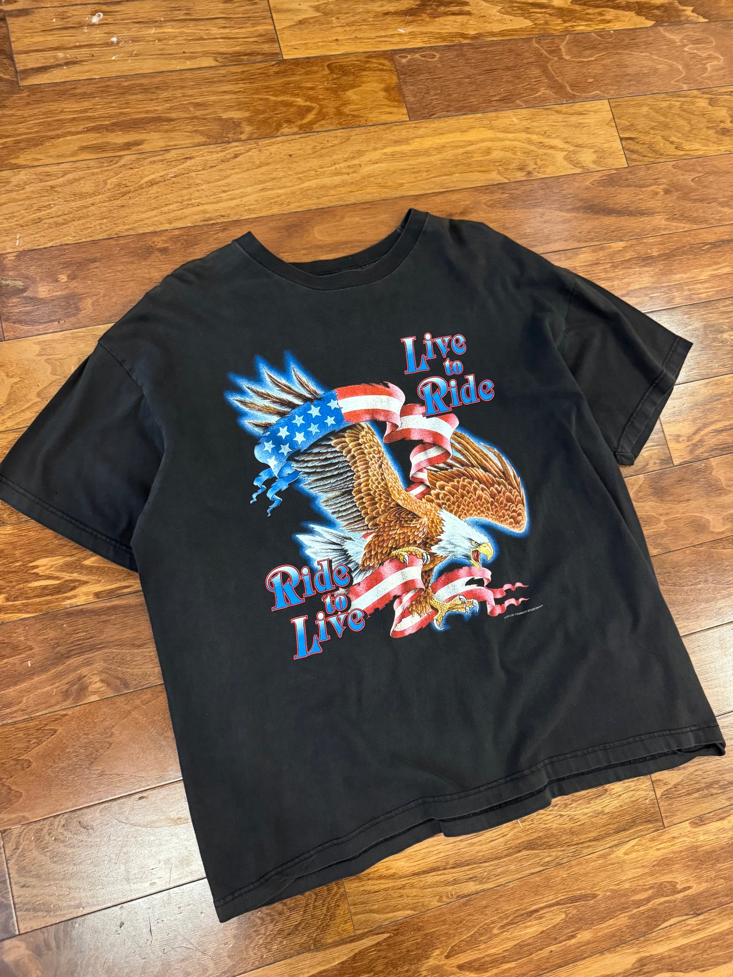 90s Live To Ride American Eagle Faded Graphic Tee (XL)