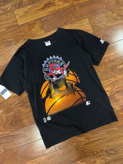 90s Toronto Raptors Shattered Basketball Vintage Starter Tee (S)