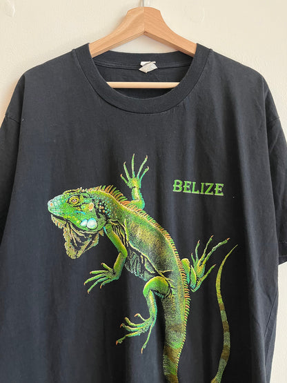 1990s Belize Destination Iguana Lizard Animal Tee (XXL)