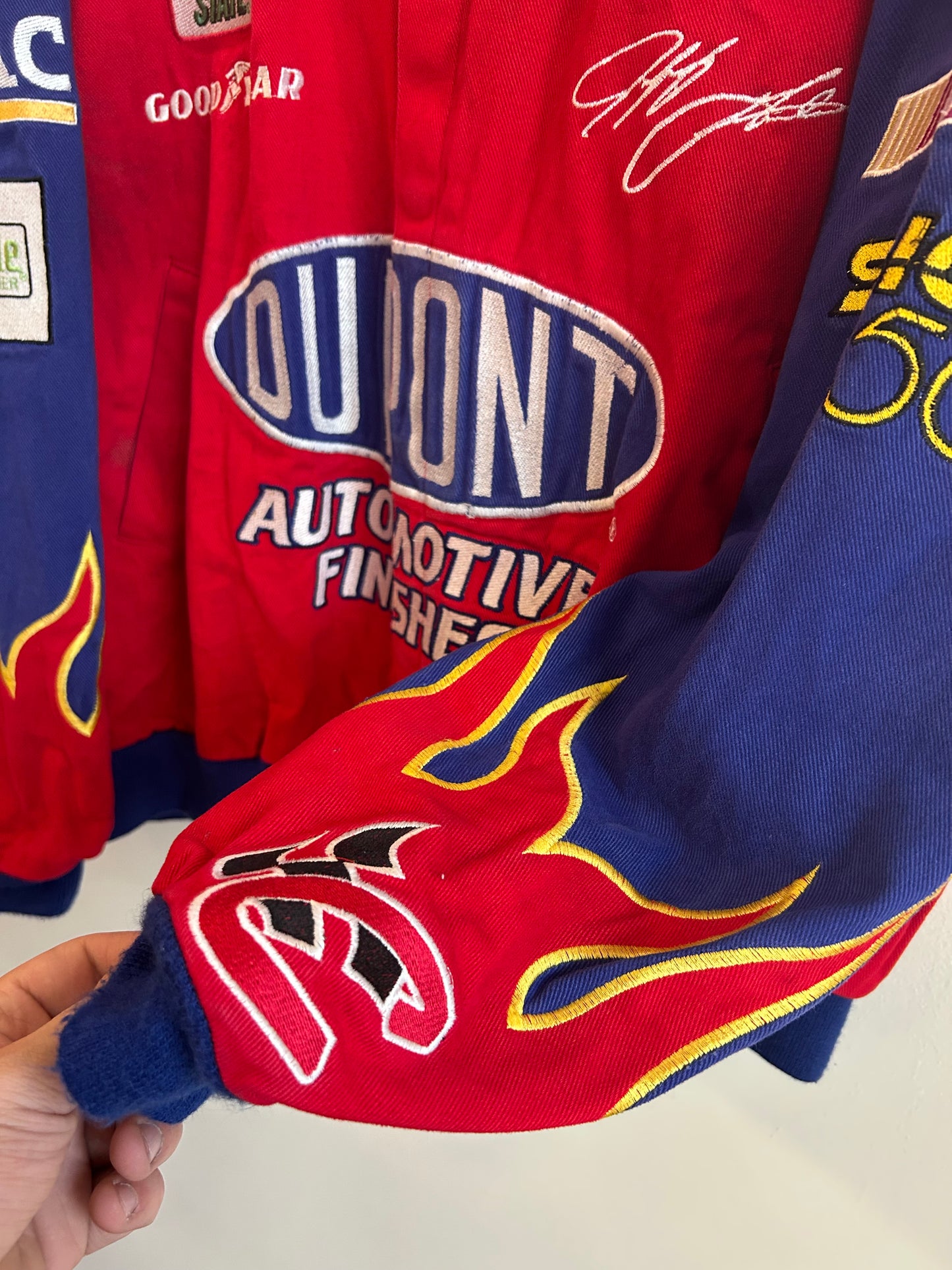90s Nascar Jeff Gordon Dupont Flames Vintage Racing Jacket (XXL)