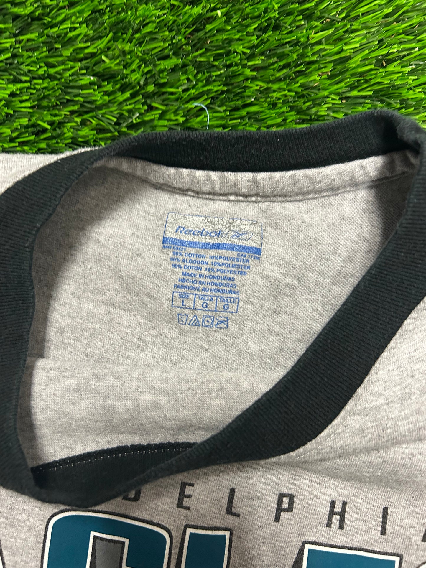 00s Philadelphia Eagles Reebok Grey Ringer Tee (L)
