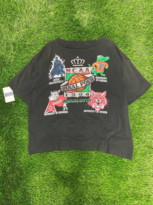 1994 Charlotte Final Four NCAA Basketball Duke, Florida, Arizona, Arkansas Vintage Grail Boxy Tee (XL)