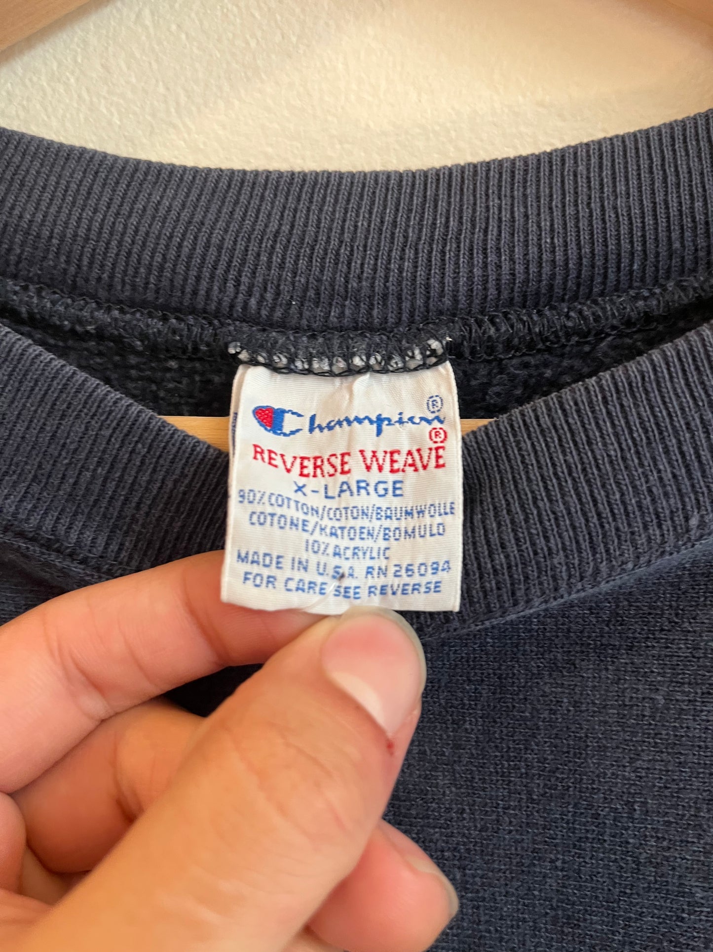 90s Champion Navy Reverse Weave Crewneck (XL)