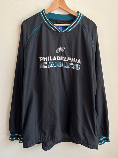 00s Philadelphia Eagles Reebok NFL Black Windbreaker (XL)