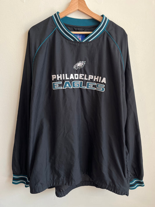 00s Philadelphia Eagles Reebok NFL Black Windbreaker (XL)
