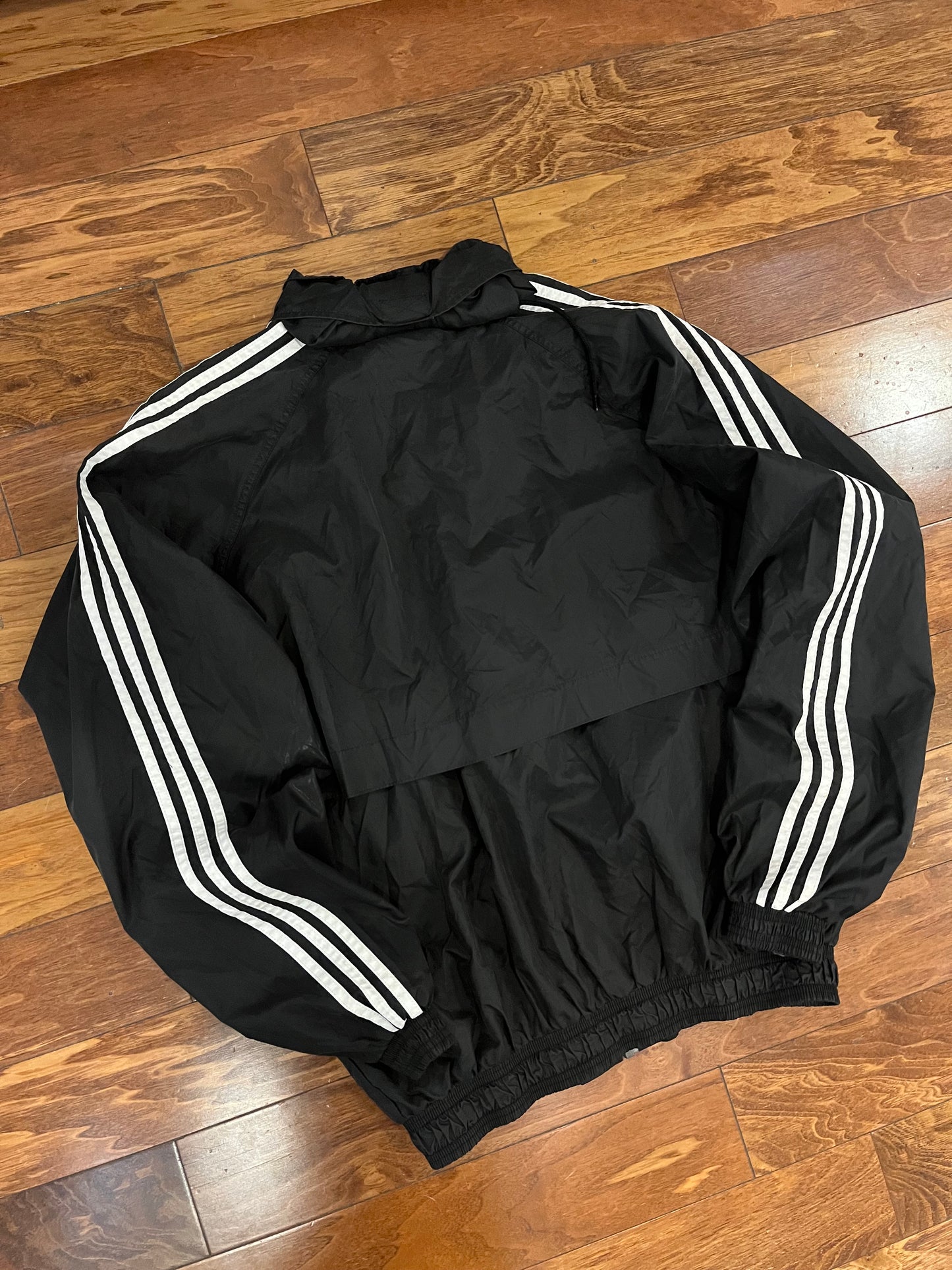 90s Adidas Black Zip Up Windbreaker (L)