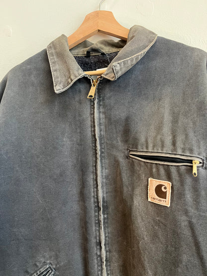 90s Carhartt Detroit Faded Charcoal Vintage Jacket (XL)