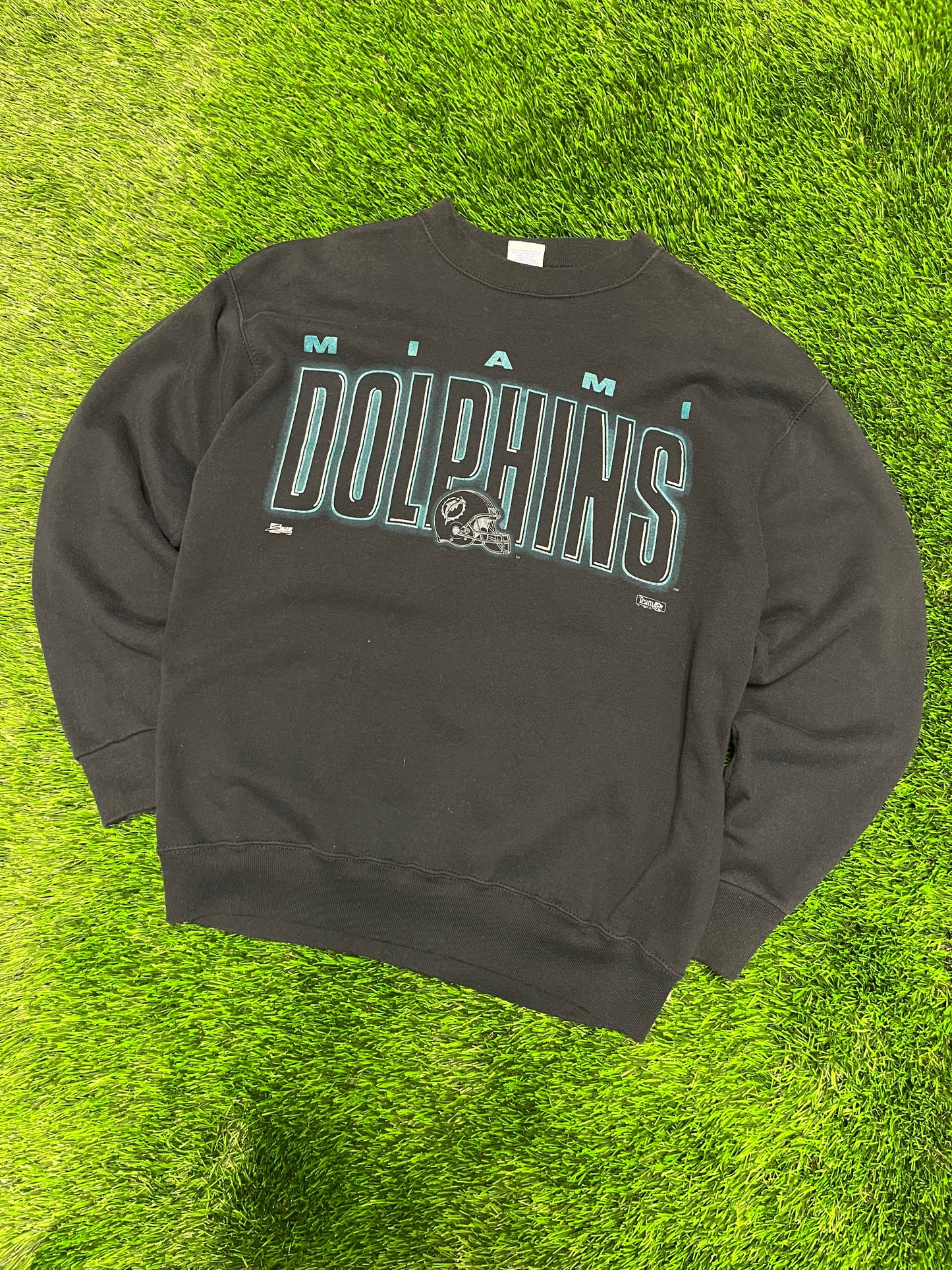 90s Miami Dolphins Salem Spell Out Black Crewneck (L)