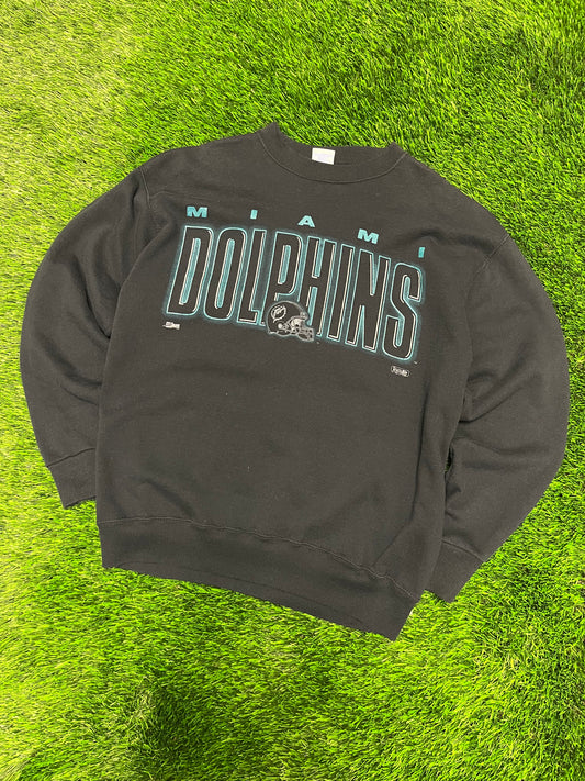90s Miami Dolphins Salem Spell Out Black Crewneck (L)