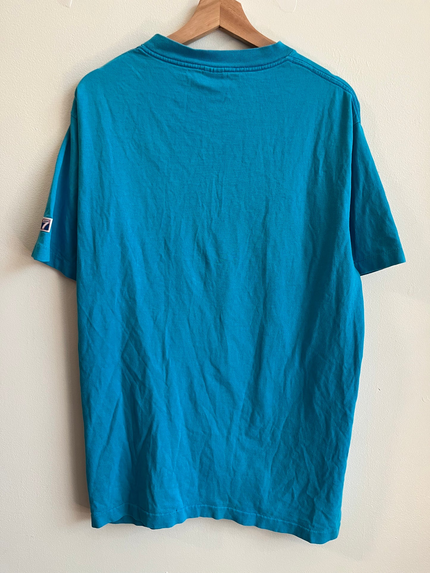 1990s Charlotte Hornets Logo 7 Spell Out Teal Tee (L)