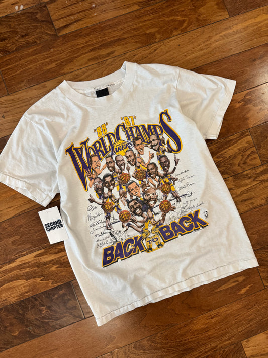 1988 LA Lakers Back To Back Caricature Tee (M)