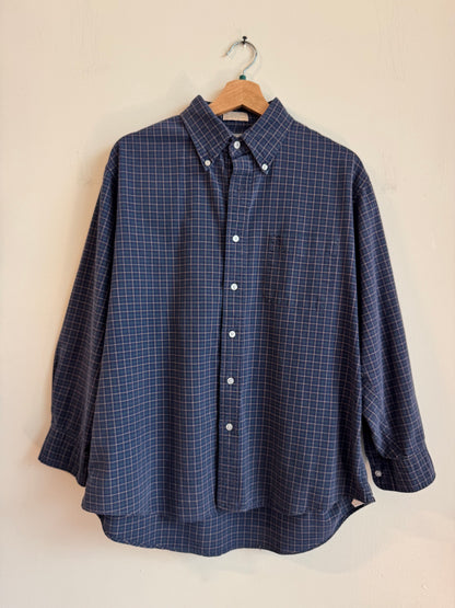 90s L.L Bean Blue Green Striped Essential Flannel (M)