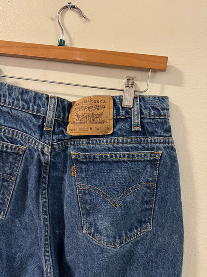 1995 Levi’s 505 Dark Wash Orange Tab Shorts (34)