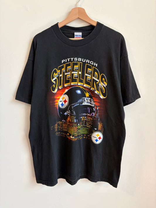 1990s Pittsburgh Steelers True Fan Helmet City Tee (XL)