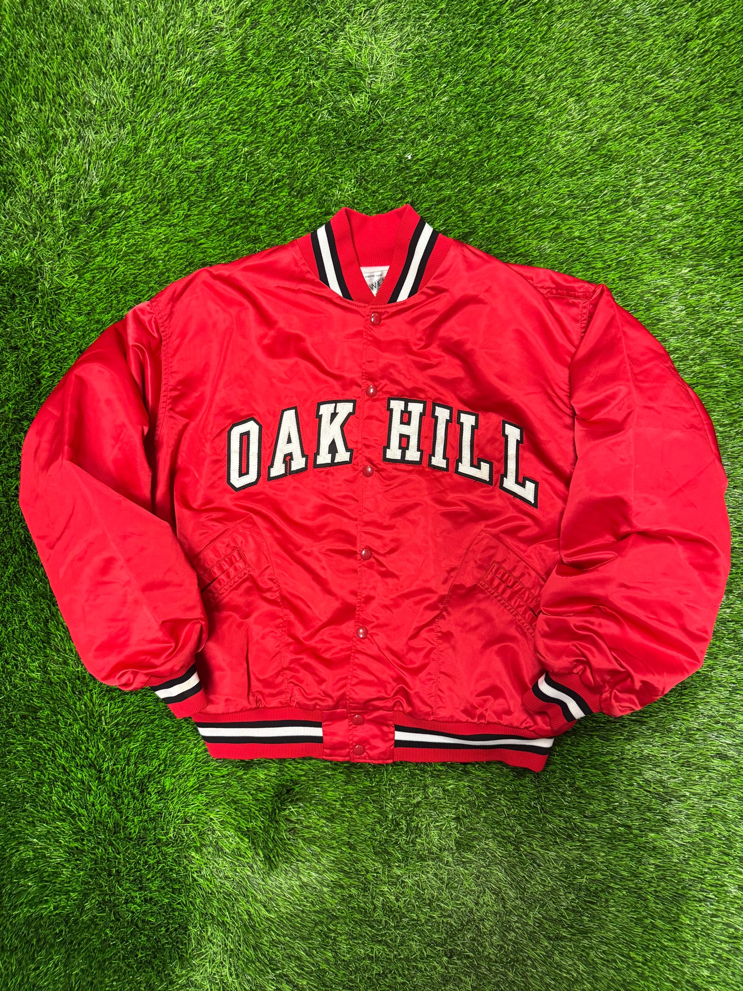 80s Oak Hill Academy Vintage Satin Jacket (L)
