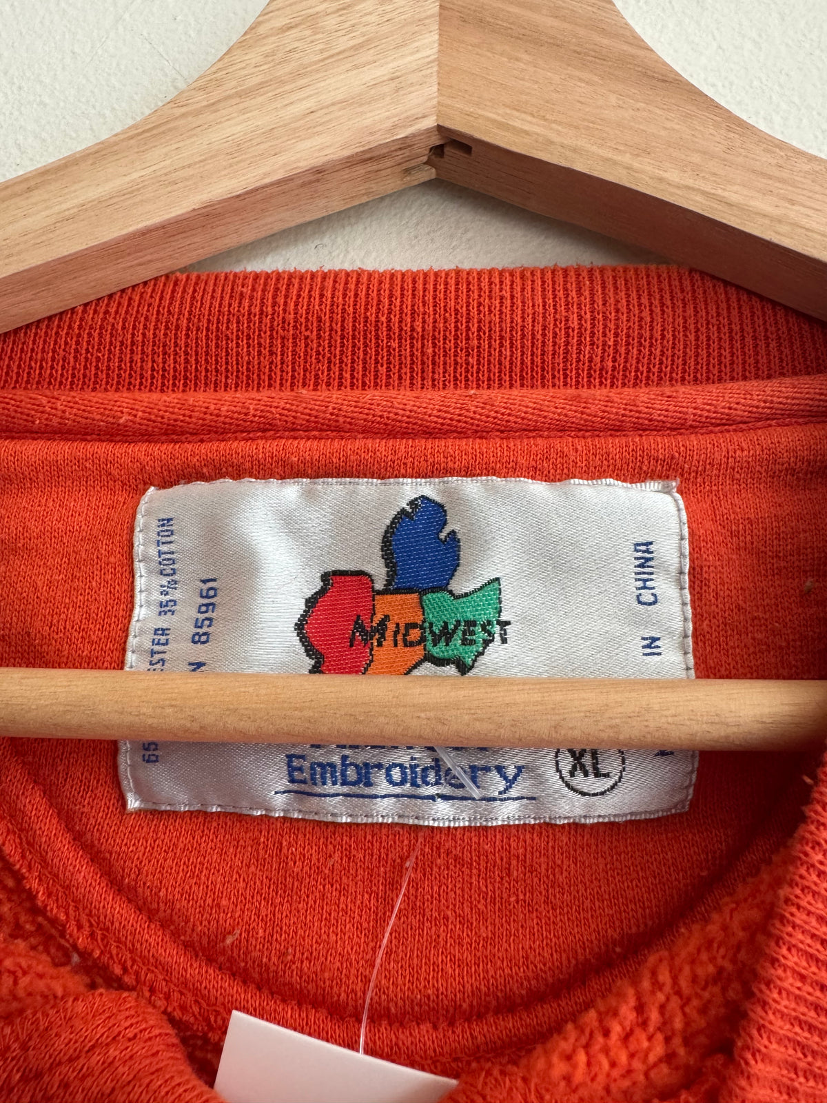90s Clemson Embroidered Midwest Orange Crewneck (XL)