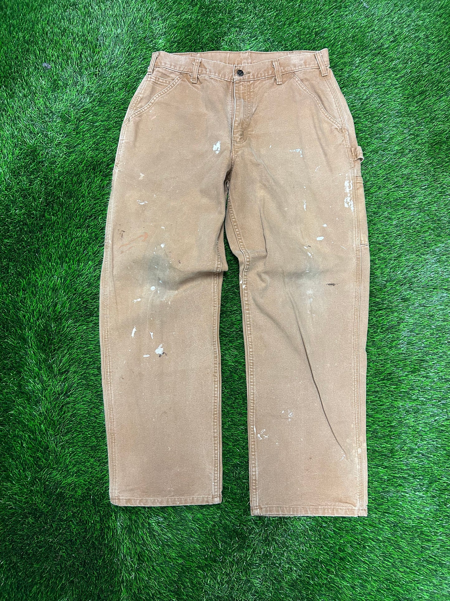 Carhartt Tan Paint Splatter Carpenter Pants (34 x 32)