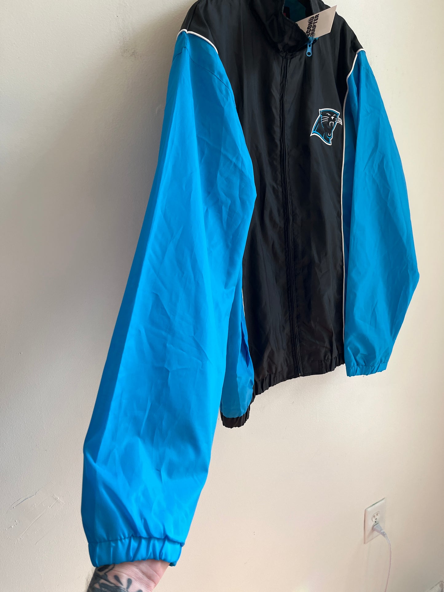 00s Carolina Panthers Two Tone Cat Scratch NFL Windbreaker (L)