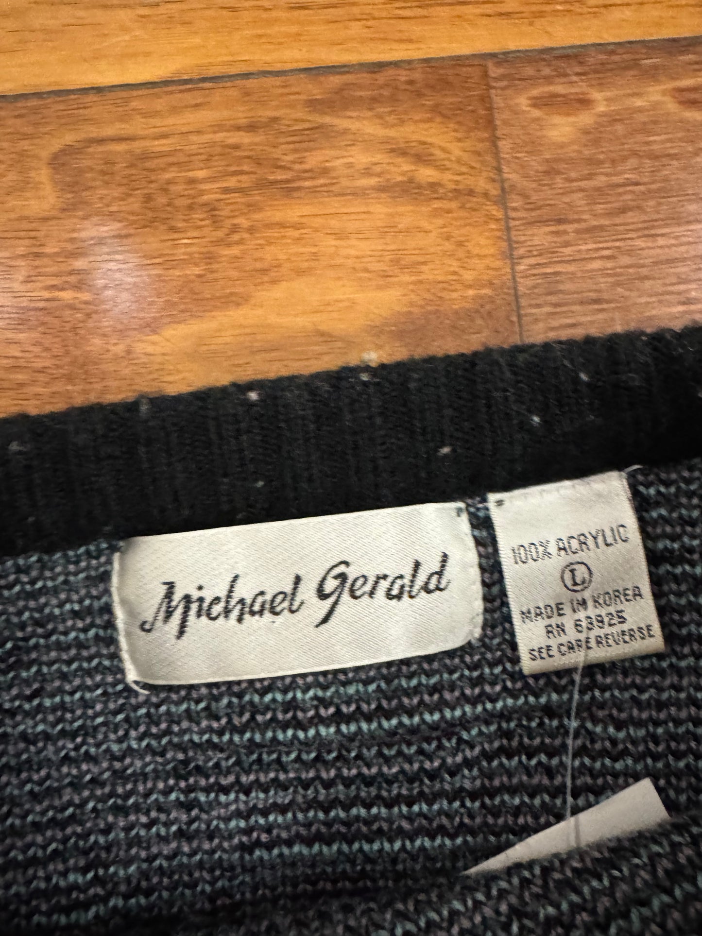 90s Michael Gerald Purple Pattern Sweater (L)