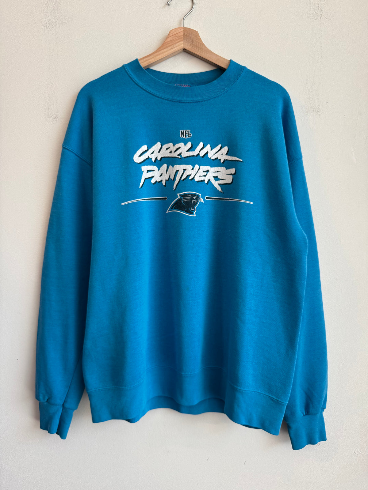 2003 Carolina Panthers Cat Scratch Faded Blue Crewneck (XL)
