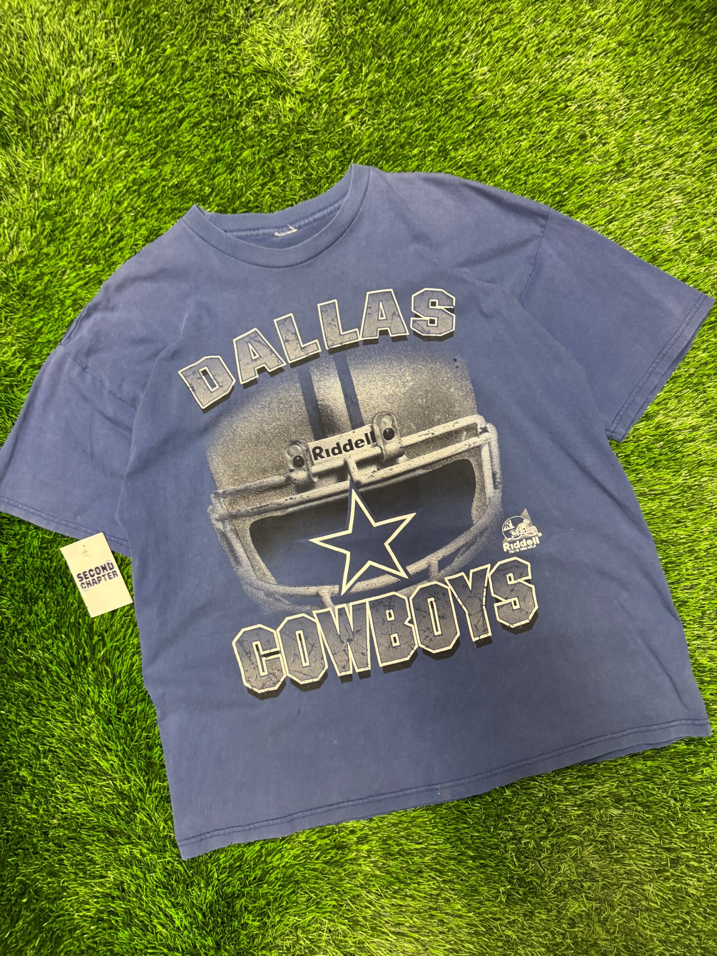 1998 Dallas Cowboys Vintage Riddell Distressed Helmet Tee (XL)