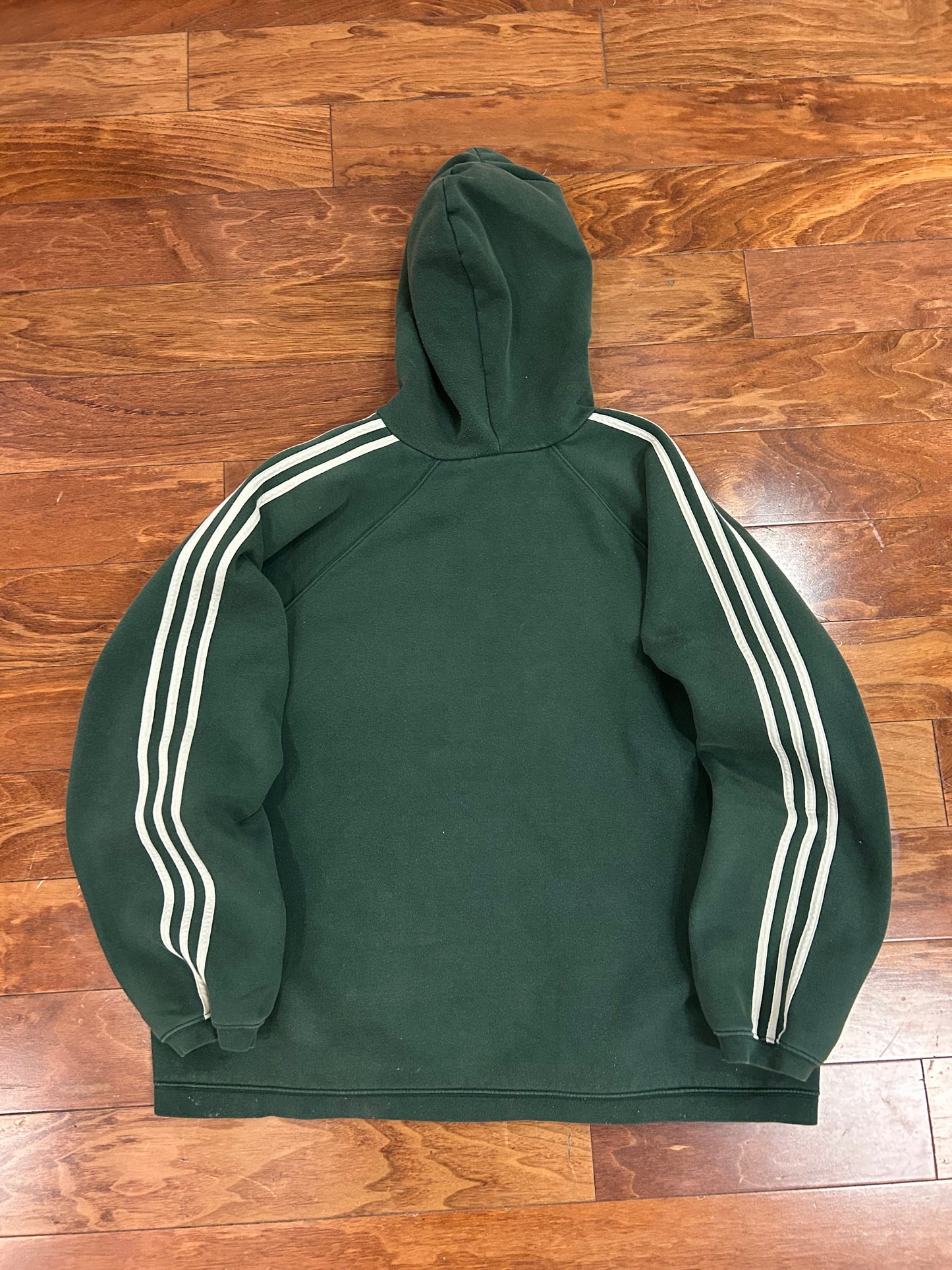90s Adidas Green Vintage Striped Hoodie (L)