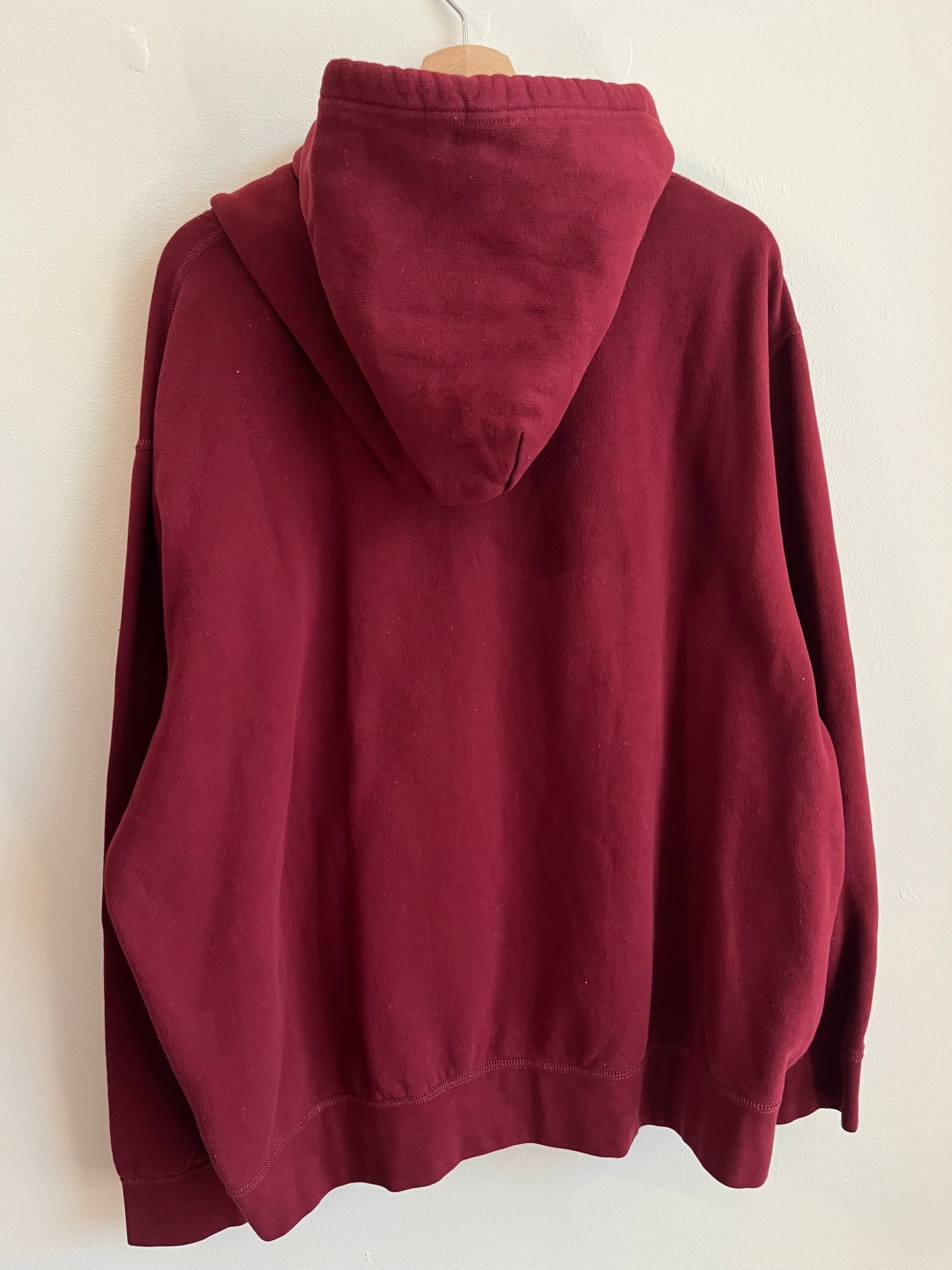 2010s Polo Ralph Lauren Corduary Spell Out Burgundy Hoodie (XXL)